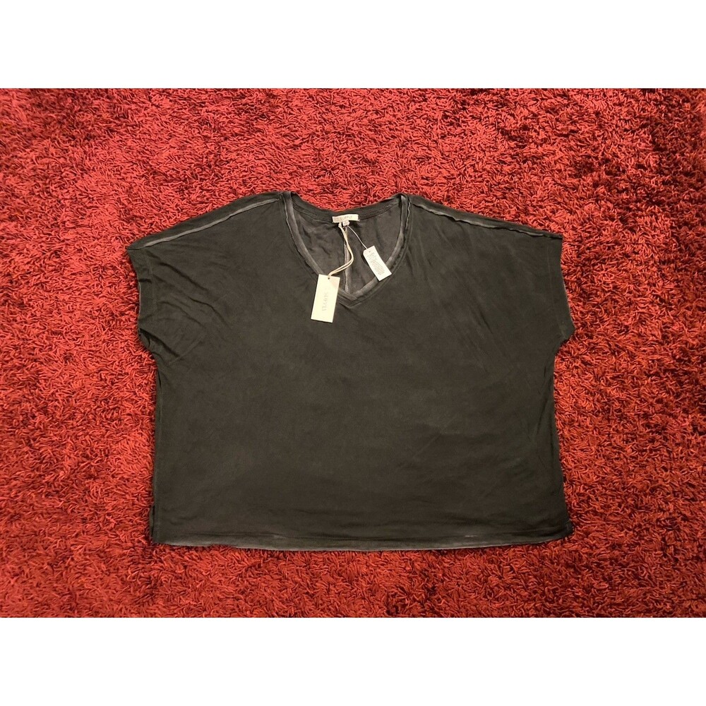 Z Supply Mischa Sleek Women’s Top V Neck Shirt Size Large Black Blouse - Picture 9 of 10